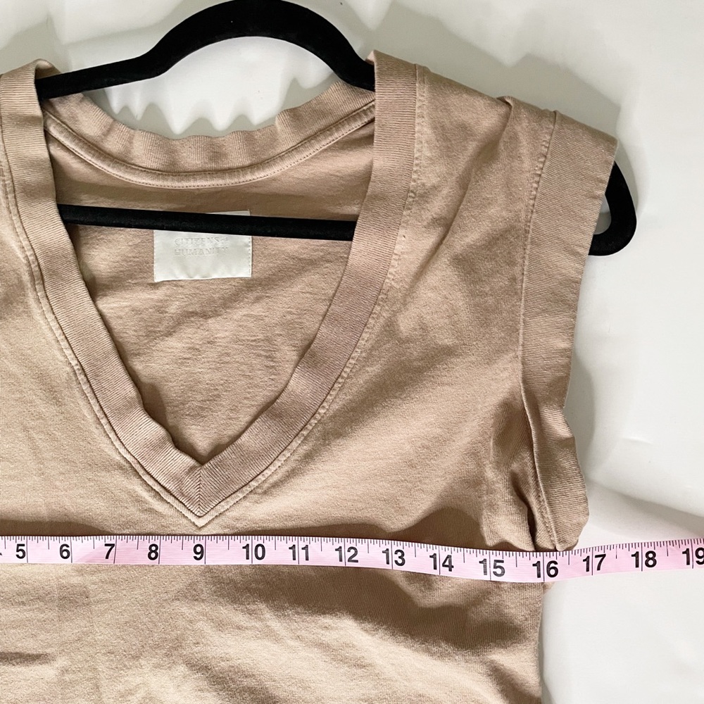 Citizens of Humanity Eugenie V Neck sleeveless Tank Top Tan Medium chaga - Picture 7 of 13